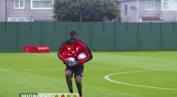 คลิปลิเวอร์พูล Mignolet and Benteke take Subway rugby challenge!