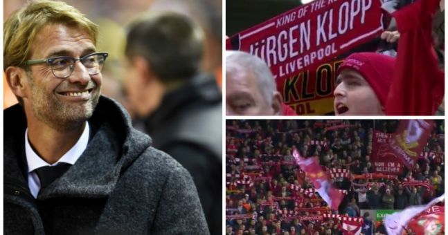 คลิปลิเวอร์พูล Liverpool fans sing You'll never walk alone for Klopp in Anfield