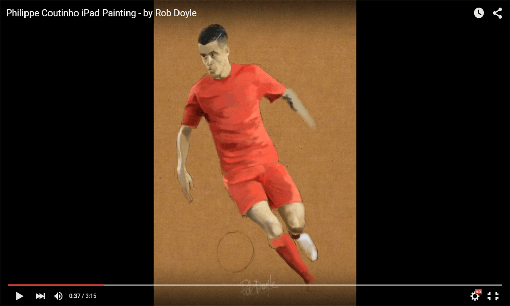 คลิปลิเวอร์พูล Philippe Coutinho iPad Painting - by Rob Doyle