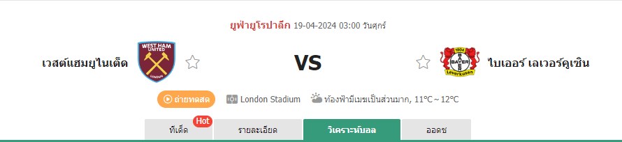 เว็บบอร์ดลิเวอร์พูล : วิเคราะห์ผลบอล เวสต์แฮม ยูไนเต็ด VS เลเวอร์คูเซ่น | 18.04.2024